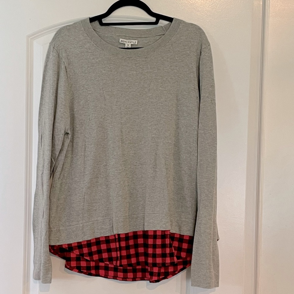 J. Crew Sweater with Buffalo check pattern